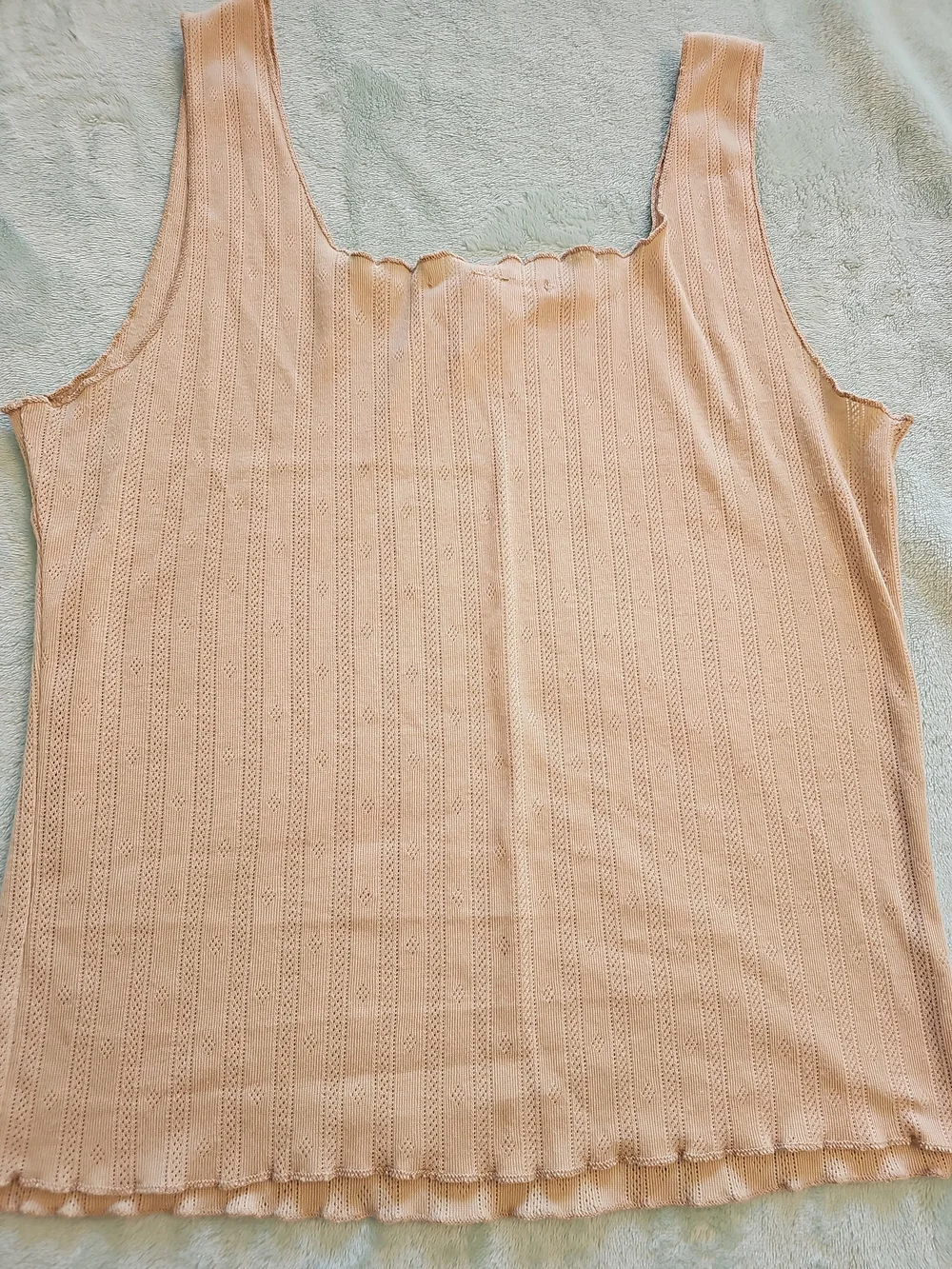 Beige Pointelle Knit Tank Top – Women's Size Medium